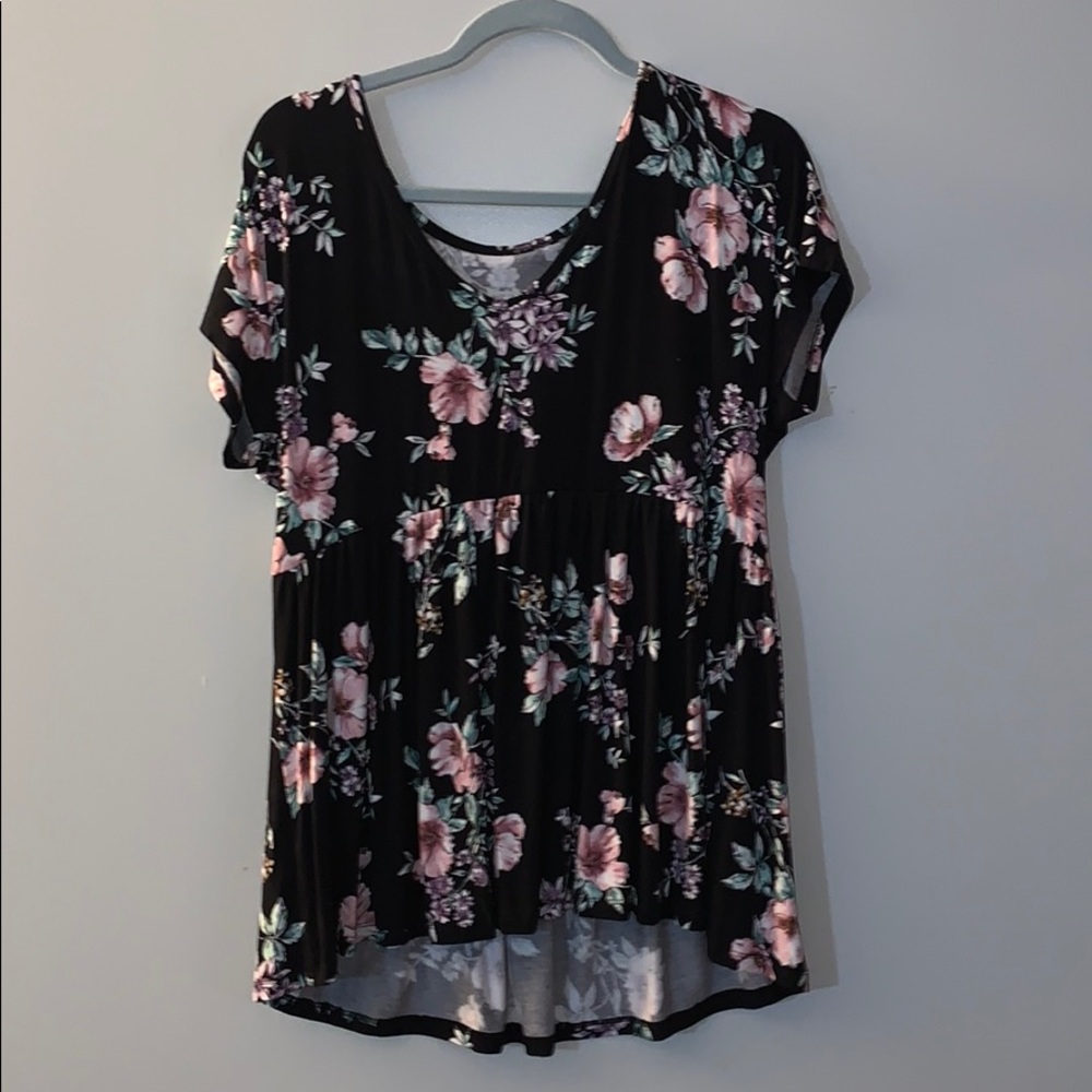 Torrid short sleeve floral babydoll top